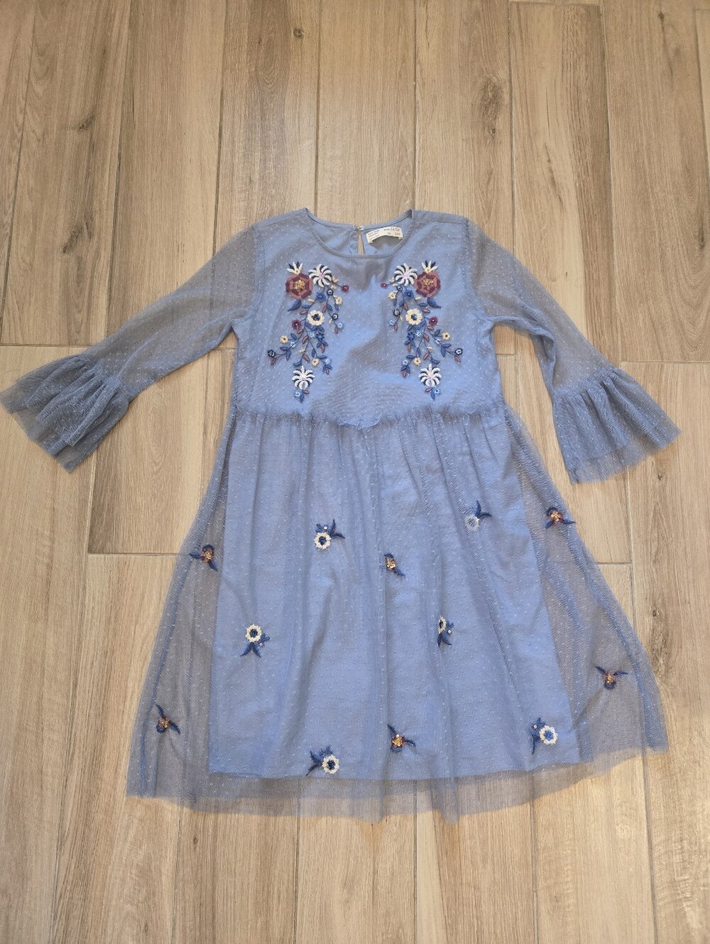 Zara Kids Blue Mesh Dress, 11-12